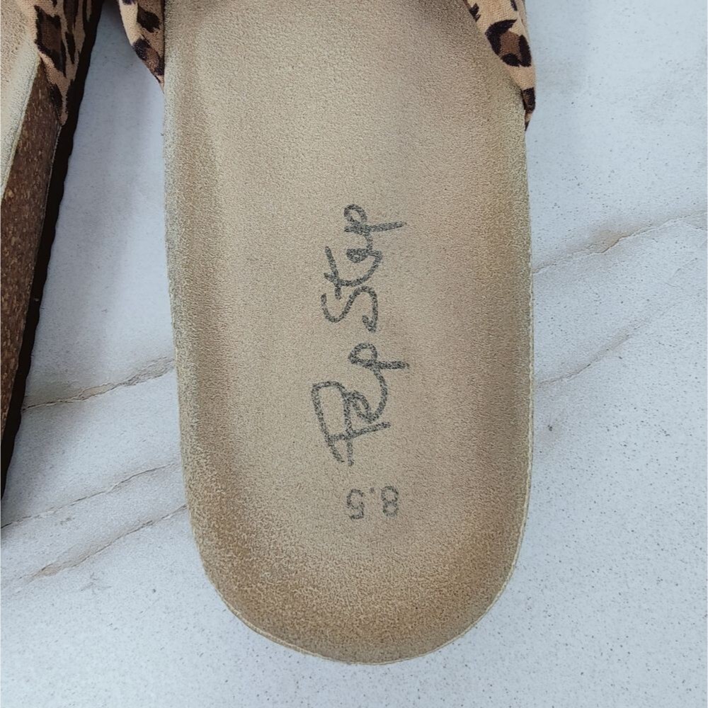 Pep Step Leopard Print Bow Knot Cork Slide Sandals, Sz 8.5 - Picture 10 of 11